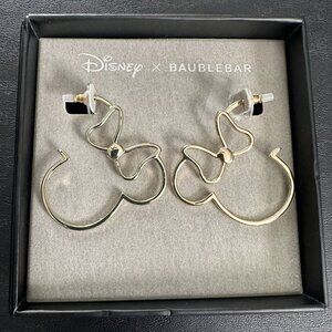 BaubleBar Minnie Mouse Silhouette Gold Tone Hoop Earrings NEW